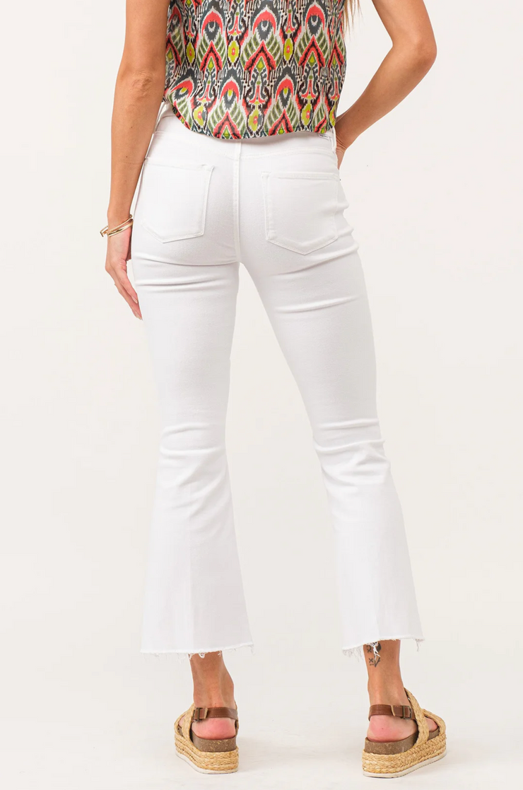 Jeanne White Mid Rise Crop Flare