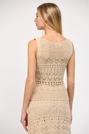 Boat Neck Sleeveless Crochet Top