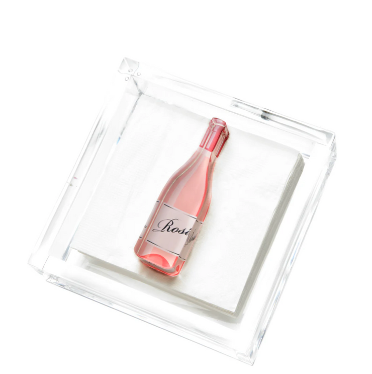 Cocktail Napkin Holder - Rose Wine Bottle