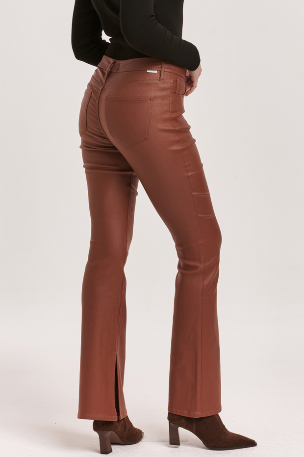 Jax Cognac Coated Bootcut Jean with Slit