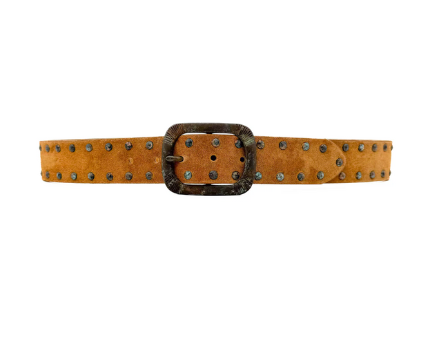 Cognac Patina Studded Leather Streets Ahead Belt