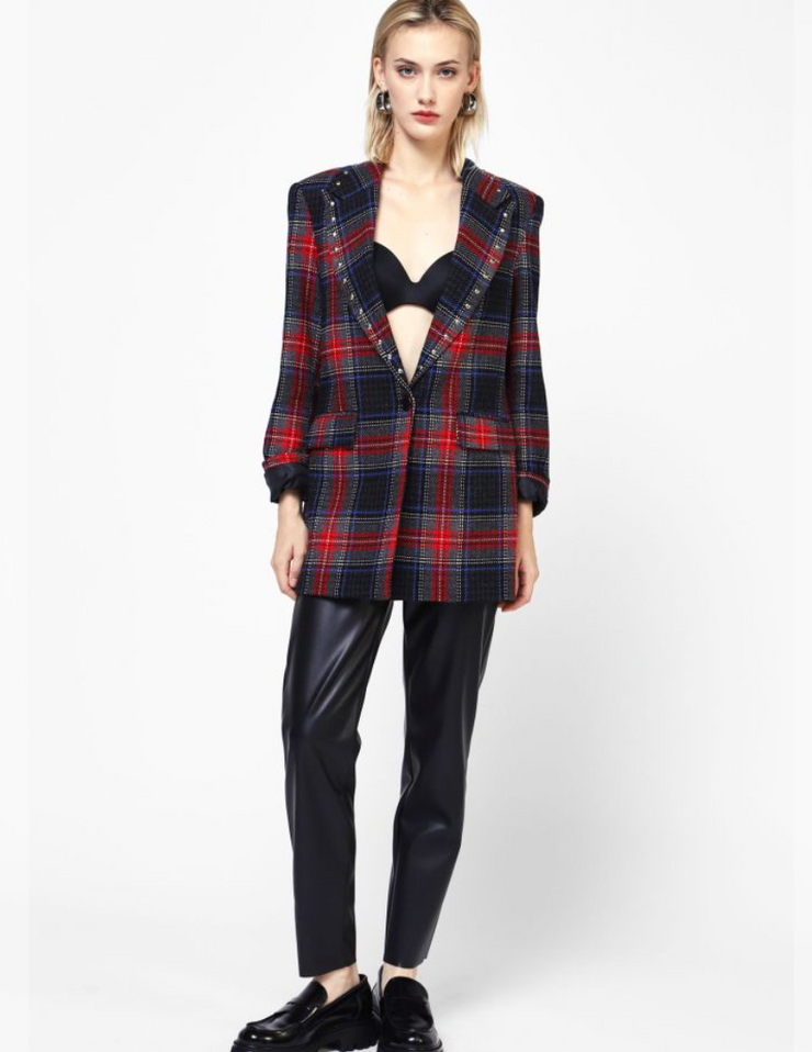 Carey Oversized Plaid Blazer