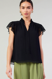 Alana Short Sleeve Blouse with Ruffle Details