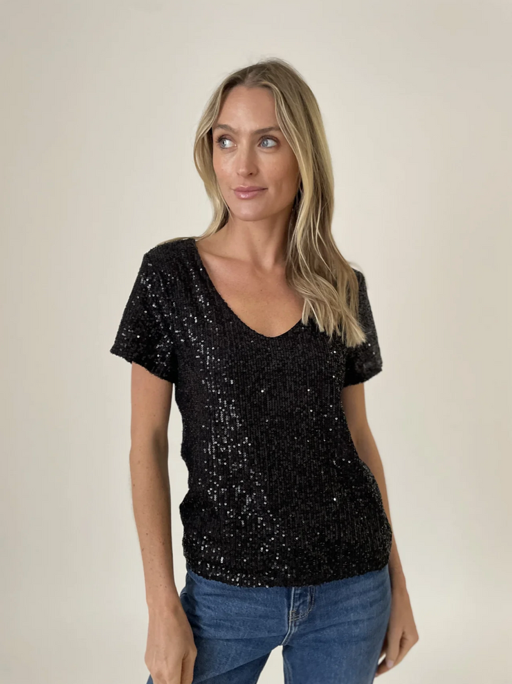 Emma Sequin Short Sleeve Top