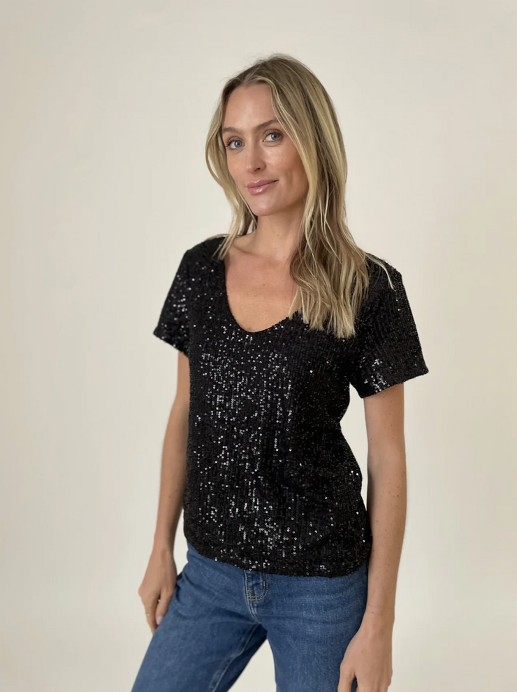 Emma Sequin Short Sleeve Top