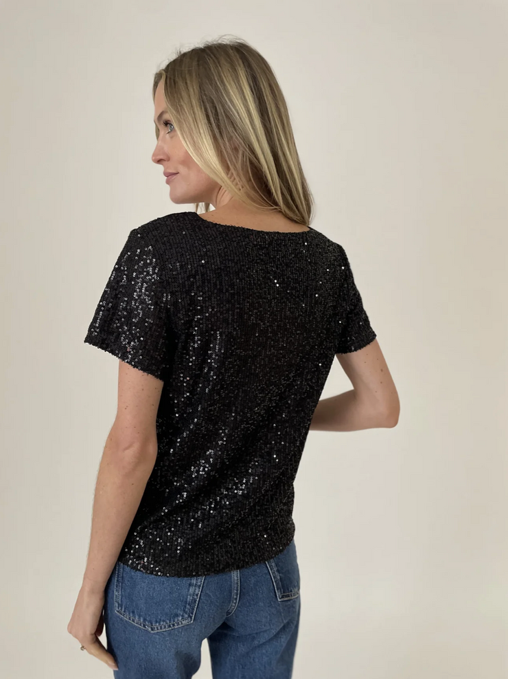 Emma Sequin Short Sleeve Top