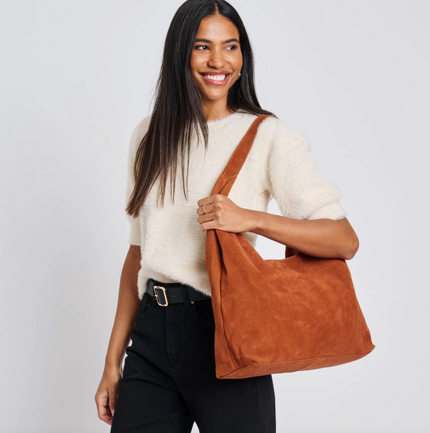 Amber Suede Hobo Bag