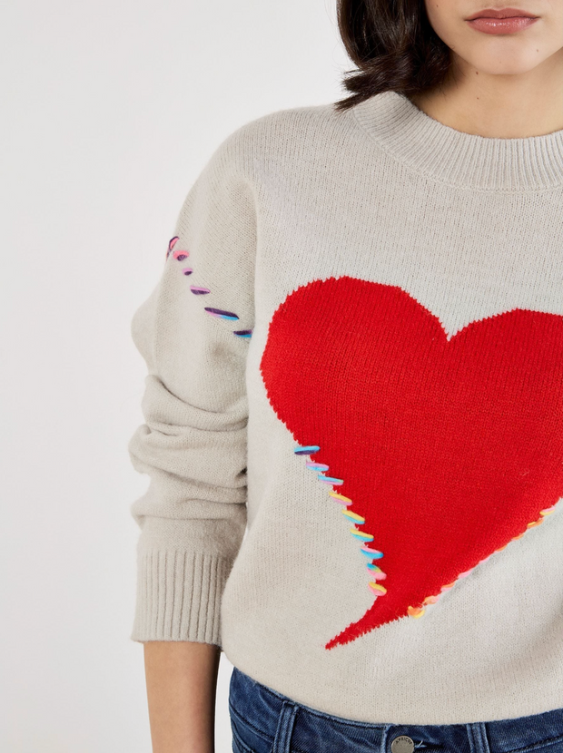 Big Heart Sweater with Whipstitching