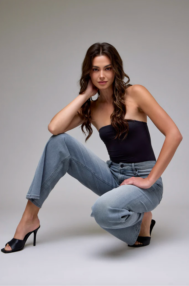 Grey Logan Mid Rise Basic Dad Jeans