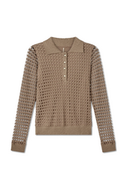 Corfu Long Sleeve Collared Crochet Top