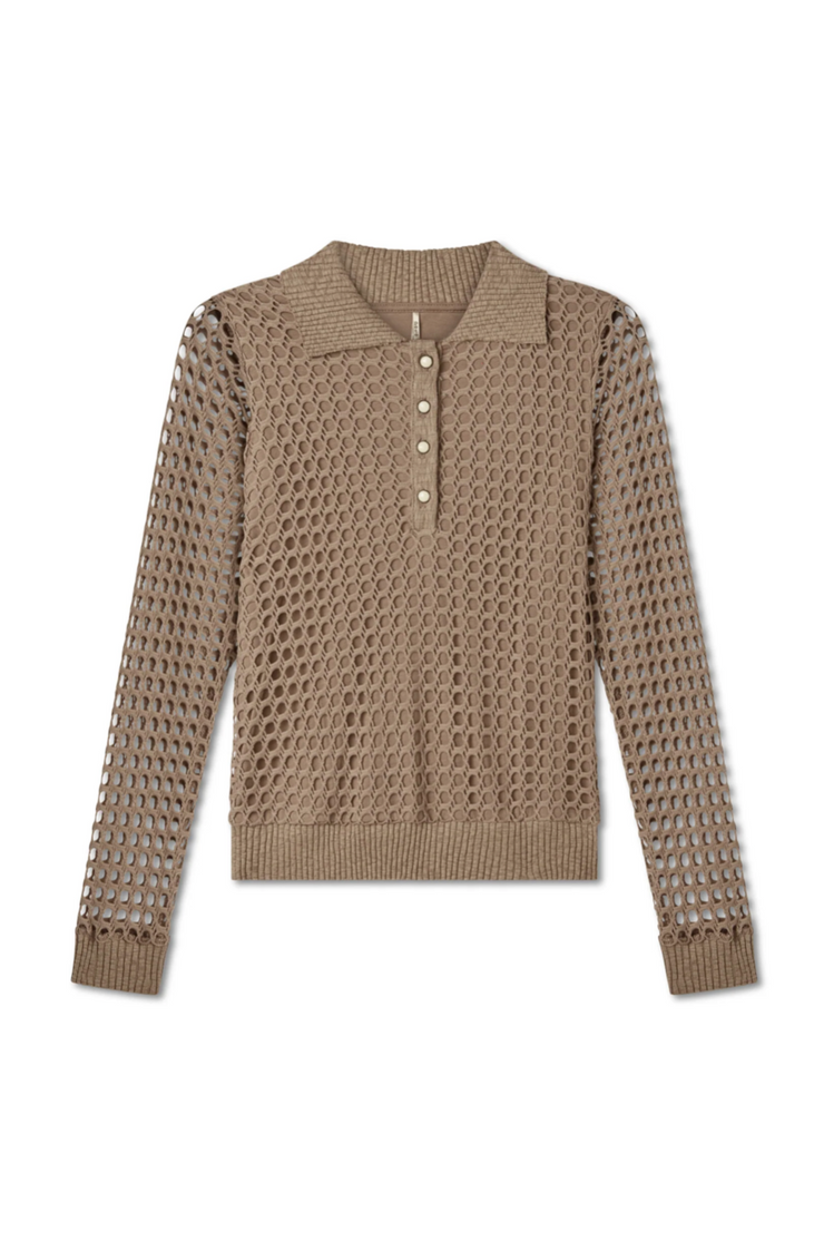 Corfu Long Sleeve Collared Crochet Top