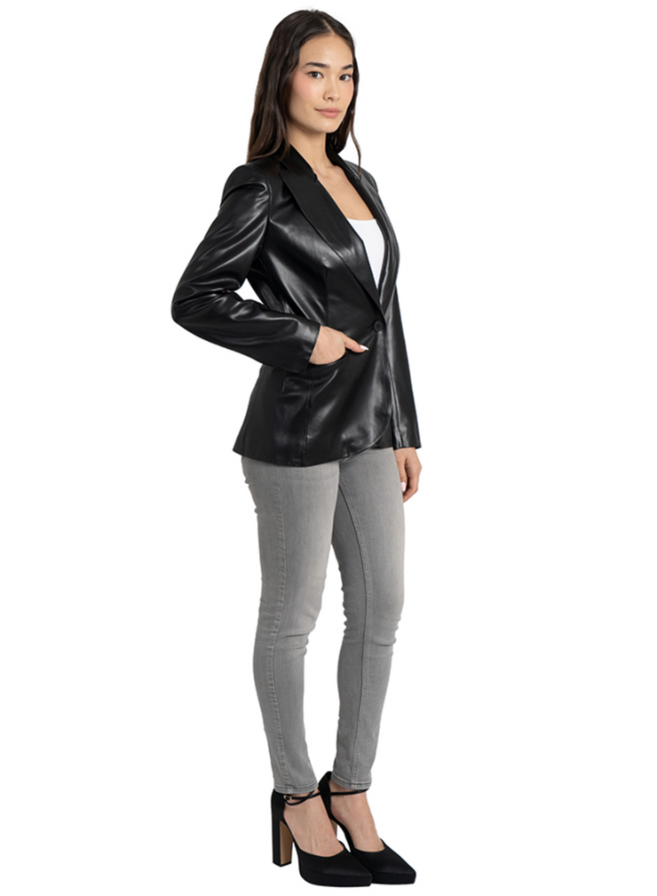 Walter Faux Leather Blazer