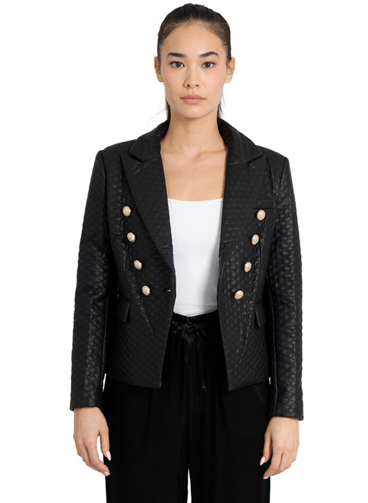 Tessa Quilted Faux Leather Blazer