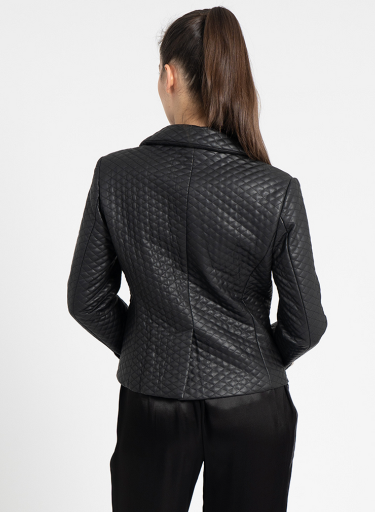 Tessa Quilted Faux Leather Blazer