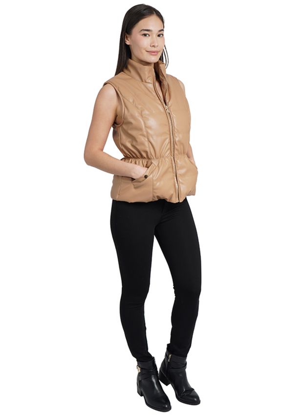 Chlo Puffer Vest with Cinched Waist