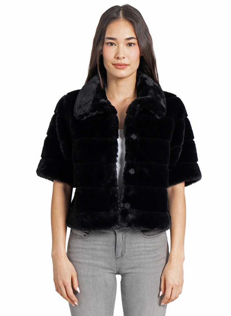 Lester Black Faux Fur Shrug