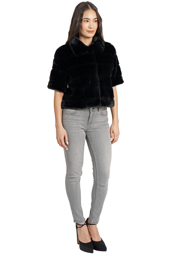 Lester Black Faux Fur Shrug