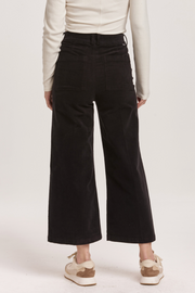 Aubrey Black Baby Cord Wide Leg Jean