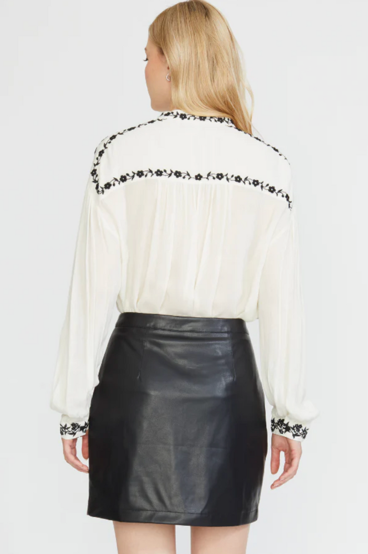 Stella Faux Leather Mini Skirt with Gold Buttons