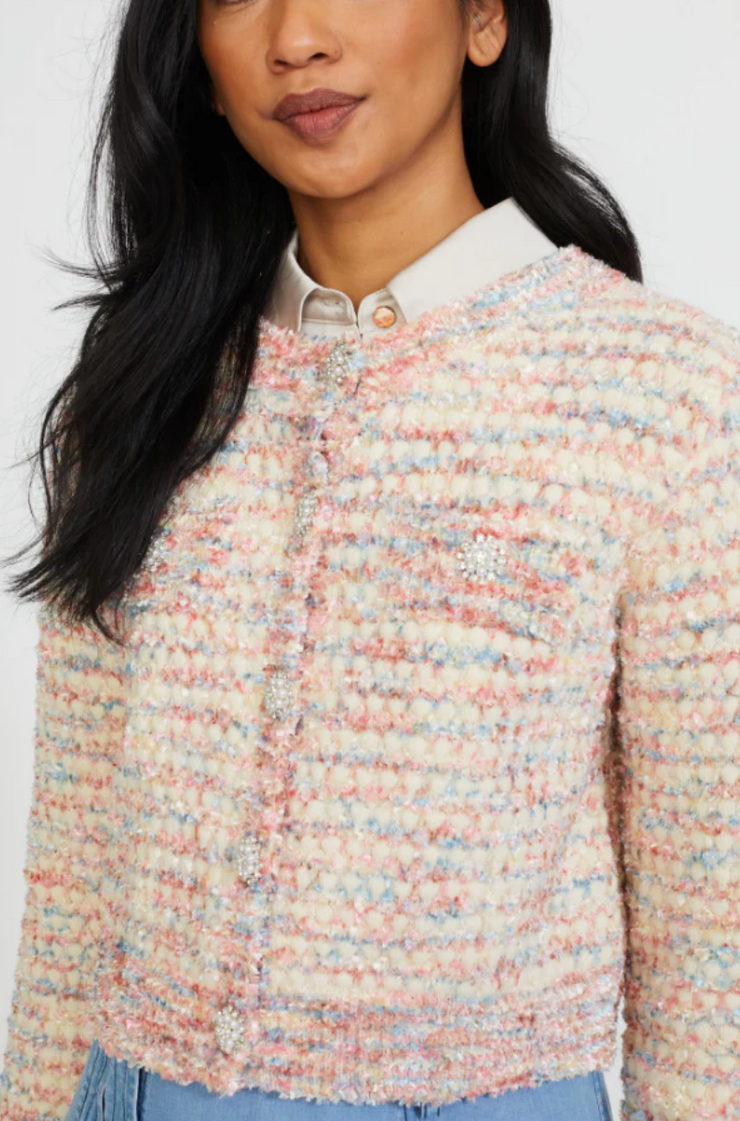 Jewel Button Tweed Cardigan