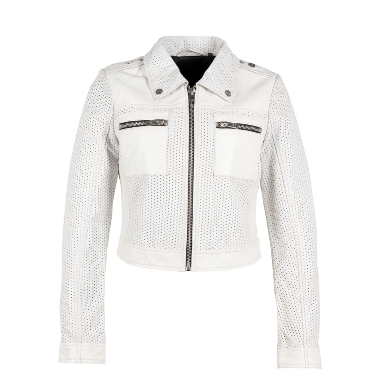 Shayla Off White Perforated Jacket