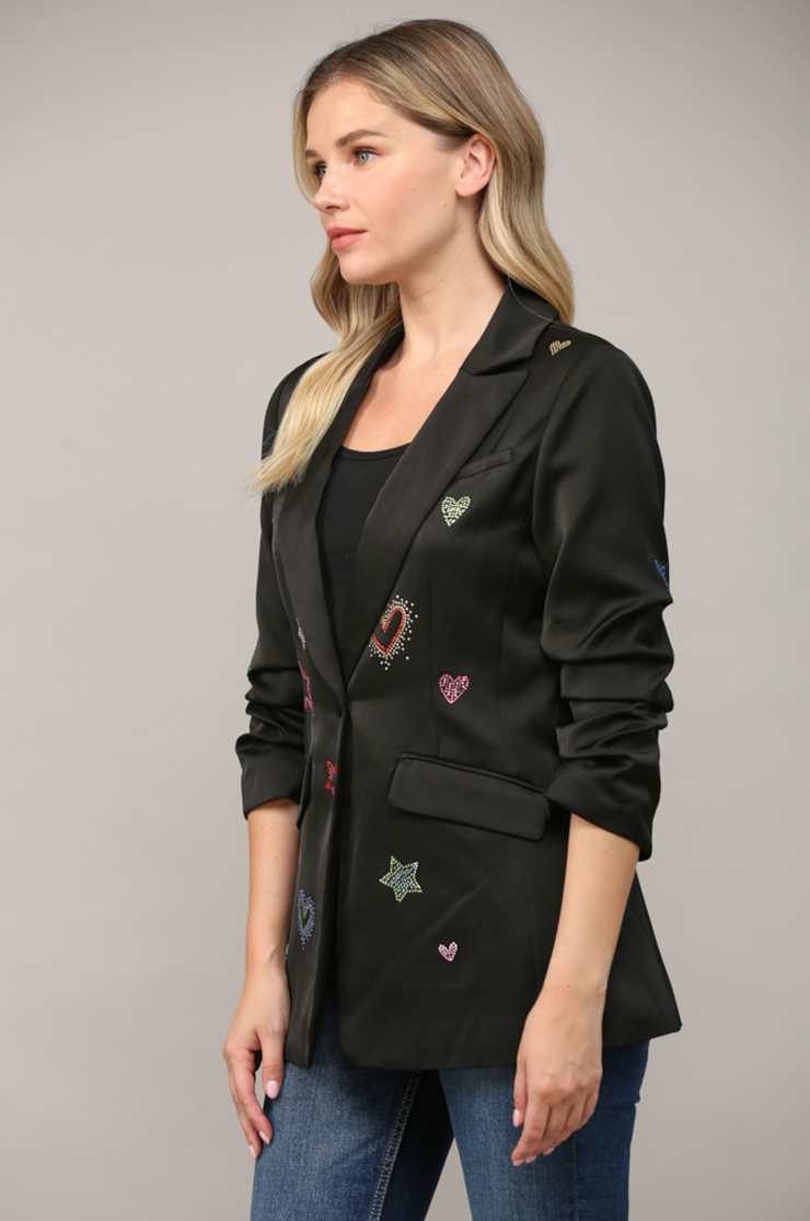 Olivia Embellished Satin Blazer