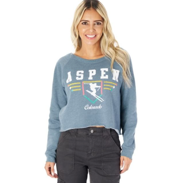 Aspen Colorado Retro Crop Sweatshirt