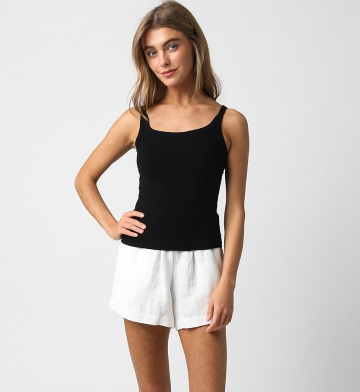 Fitted Ribbed Thin Strap Tank