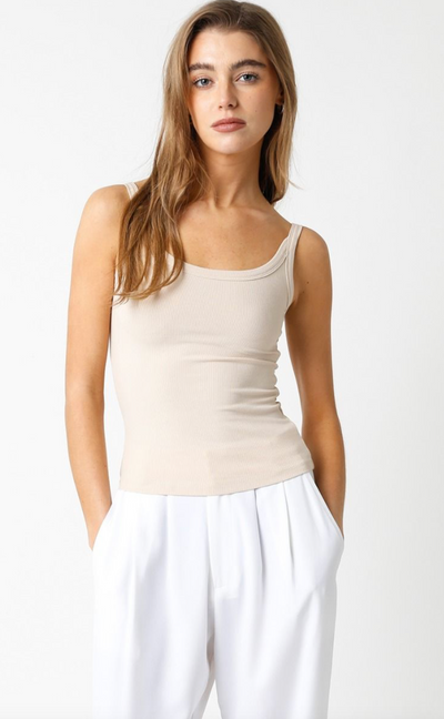 Fitted Ribbed Thin Strap Tank