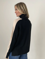 Angela Turtleneck Sweater with Striped Sleeve