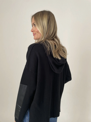 Sloane Hoodie Sweater with Faux Leather Accents