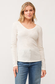 Alana Slub Long Sleeve V-Neck Tee