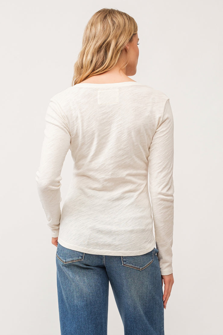 Alana Slub Long Sleeve V-Neck Tee