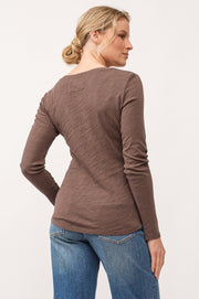 Alana Slub Long Sleeve V-Neck Tee