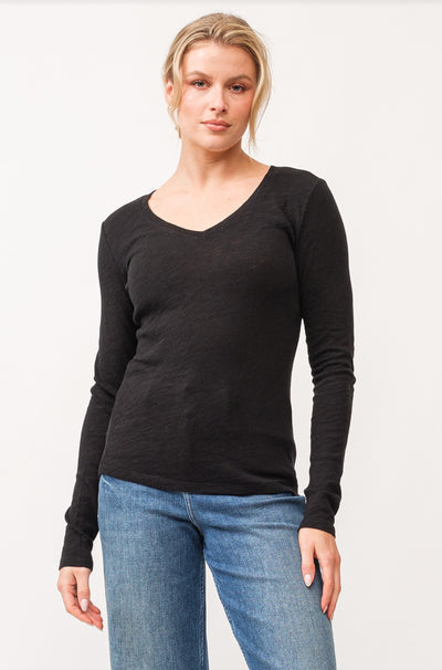 Alana Slub Long Sleeve V-Neck Tee