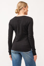 Alana Slub Long Sleeve V-Neck Tee