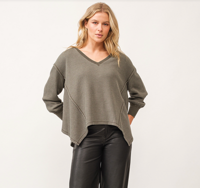 Miranda V-Neck Oversized Thermal Top