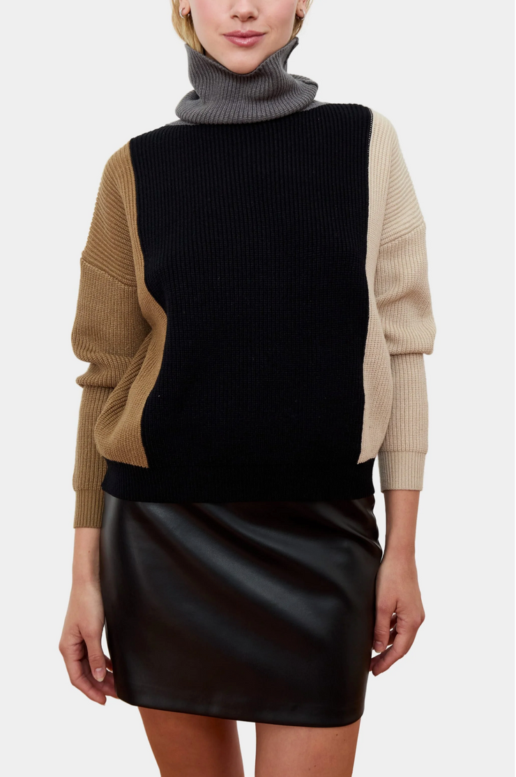 Nanci Color Block Turtleneck Sweater