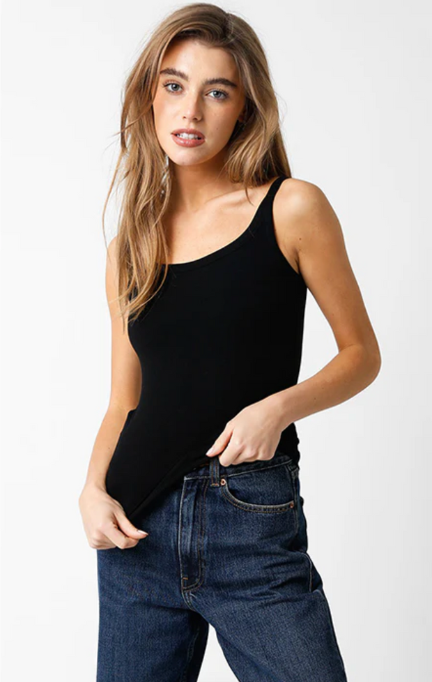 Fitted Ribbed Spaghetti Strap Tank