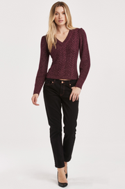 Talia Metallic V Neck Sweater