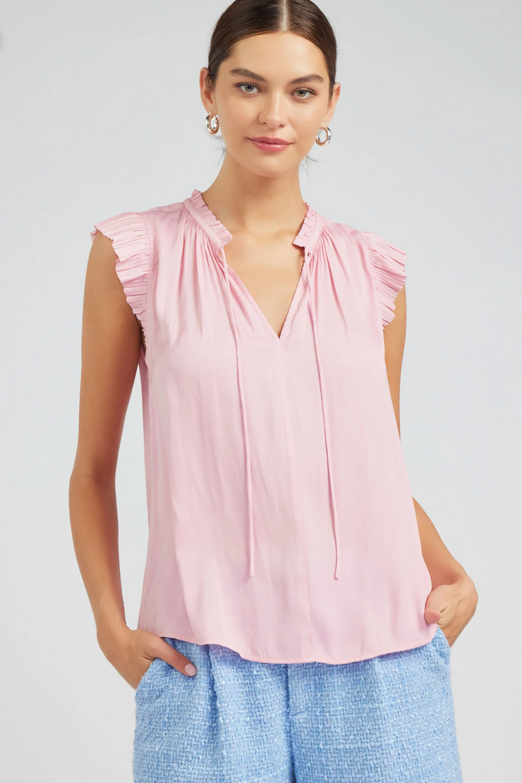 Summer Staple Sleeveless Pleated Blouse