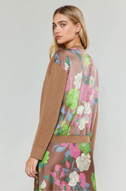 Hazelnut Floral Contrast Cardigan