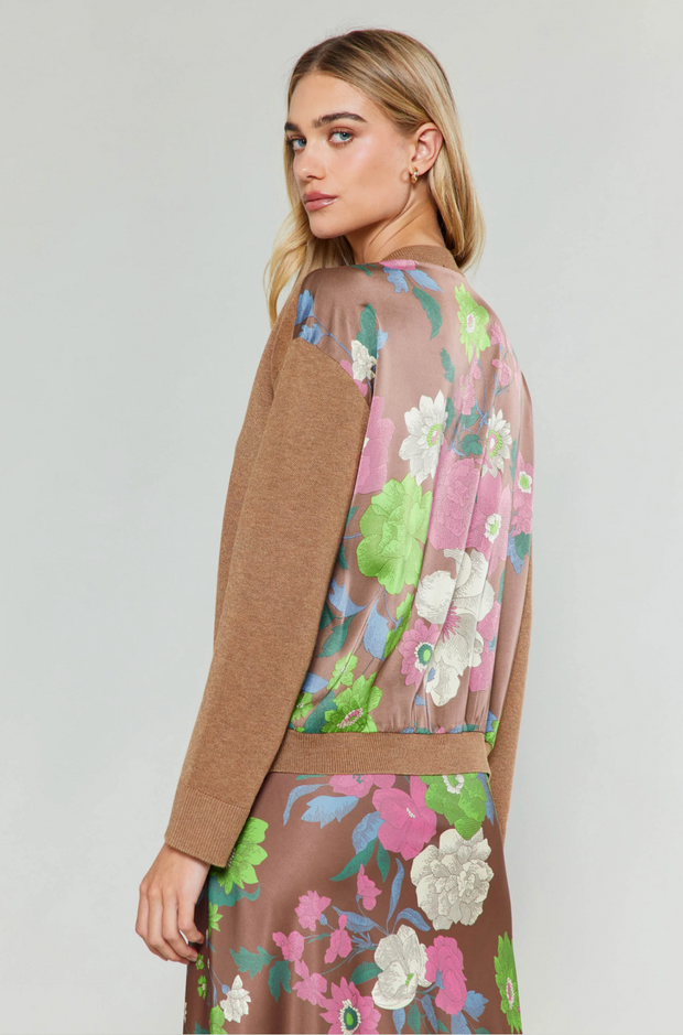 Hazelnut Floral Contrast Cardigan