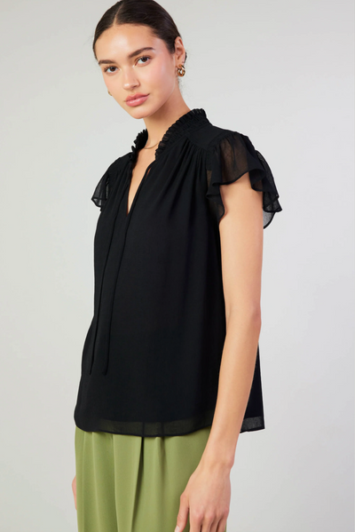 Alana Short Sleeve Blouse with Ruffle Details