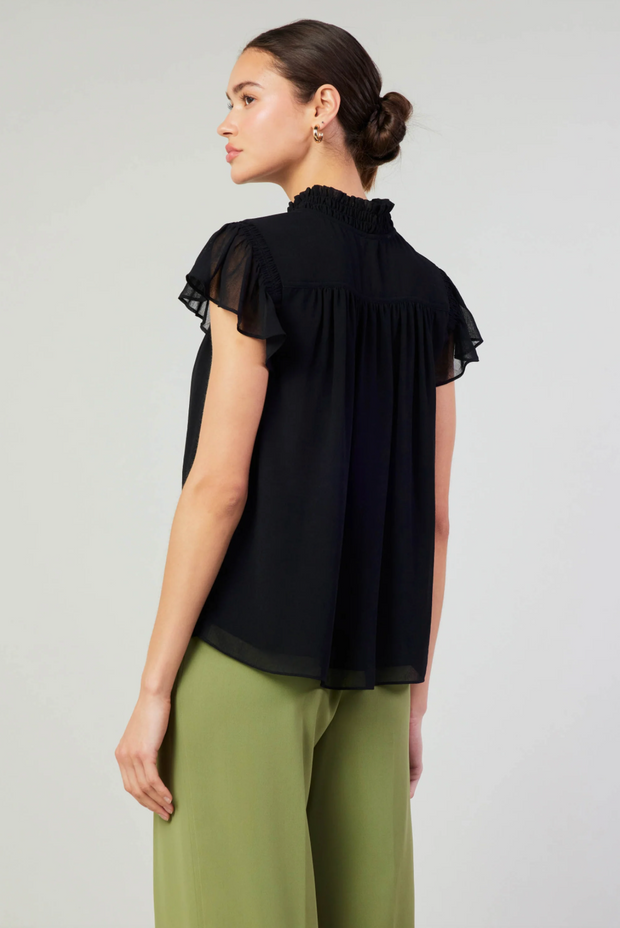 Alana Short Sleeve Blouse with Ruffle Details