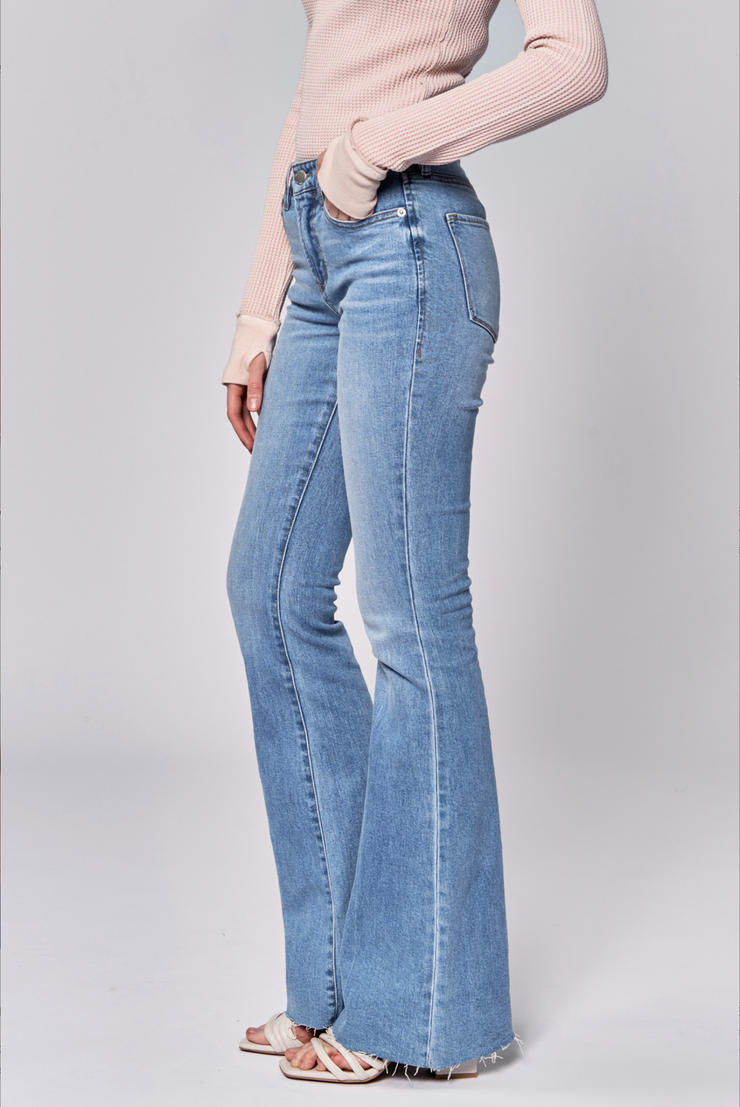 Bella Rose Mid Rise Flare Jeans