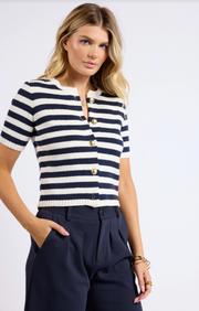 Debbie Striped Short Sleeve Cardigan