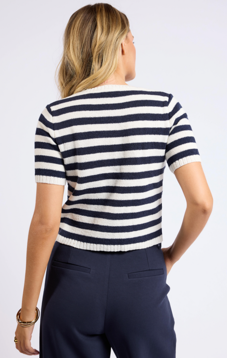 Debbie Striped Short Sleeve Cardigan