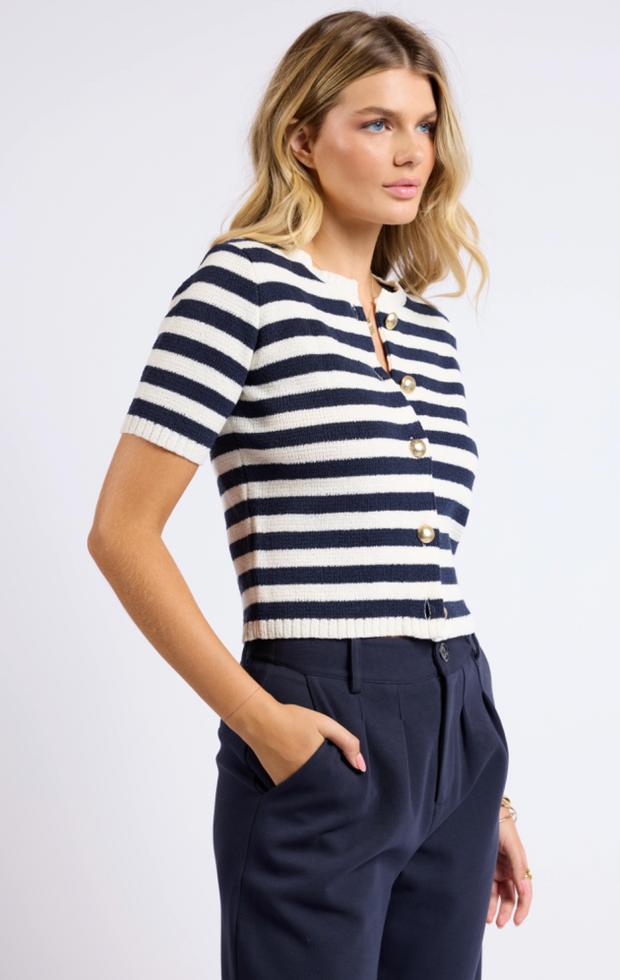 Debbie Striped Short Sleeve Cardigan