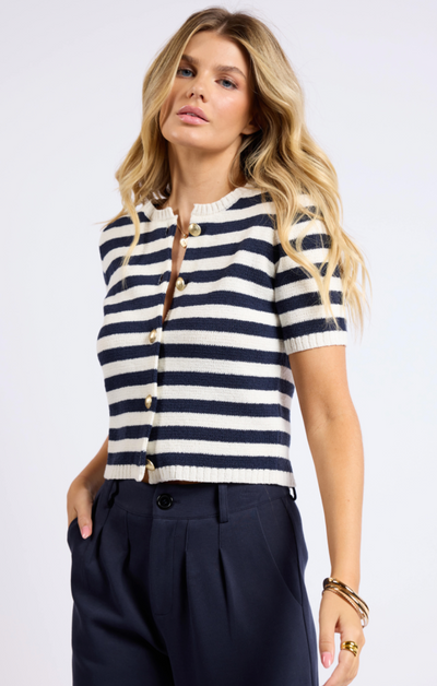 Debbie Striped Short Sleeve Cardigan